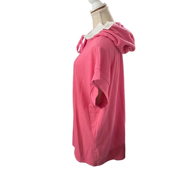 Zara Women Pink Short Sleeve Hooded Sweatshirt Sz L Cotton Swimsuit Cover Up NWT - Picture 6 of 16